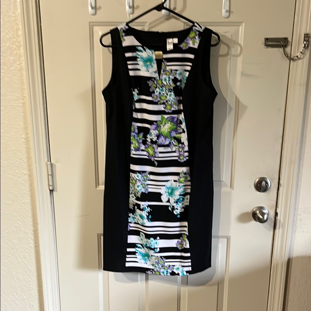 Emma & Michele Black and White Sleeveless Sheath Dress